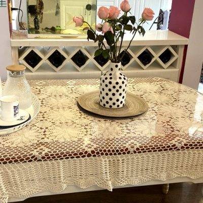 Fresh water lotus Chinese European -style American rural retro hollow handmade hook flower table cloth cloth