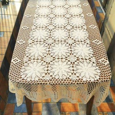 Fresh water lotus Chinese European -style American rural retro hollow handmade hook flower table cloth cloth