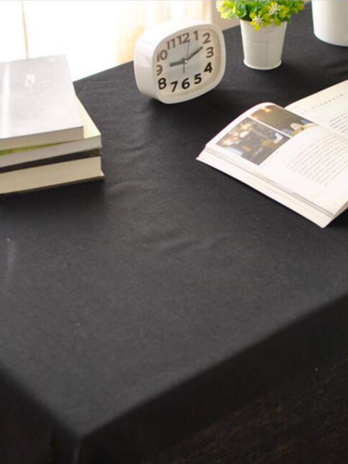Black tablecloth cotton and linen minimalist cover cloth thick