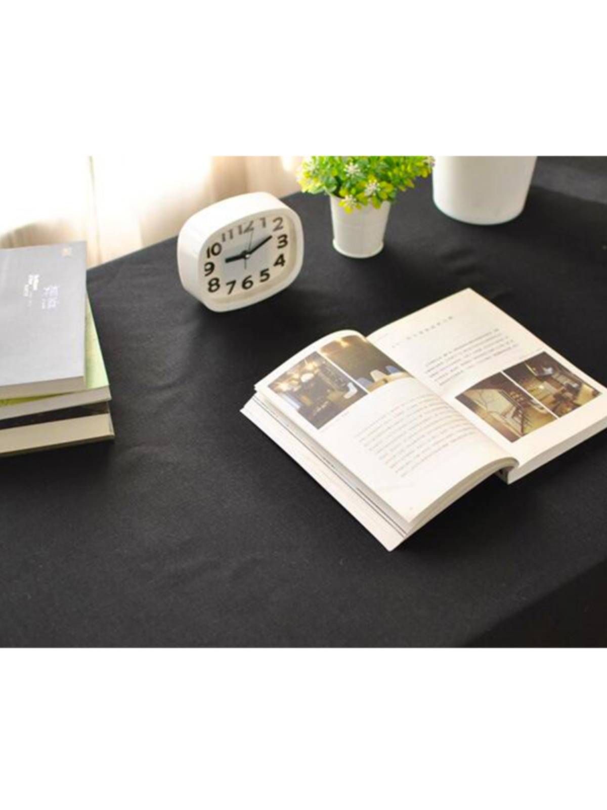 Black tablecloth cotton and linen minimalist cover cloth thick