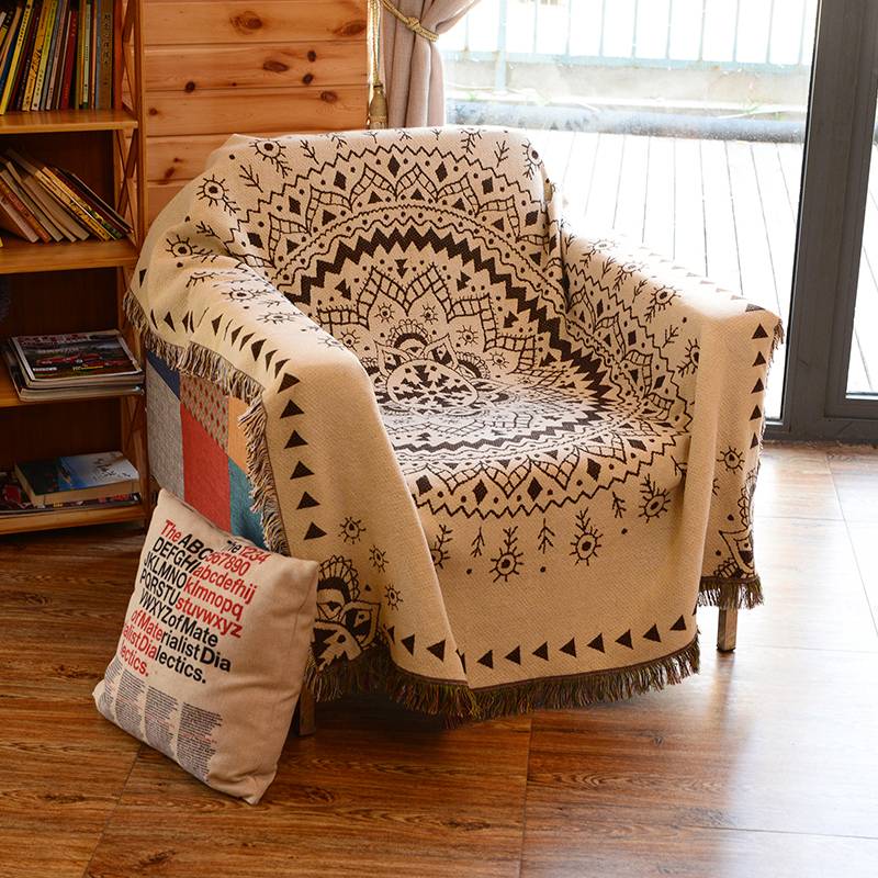 Export national style single -man sandy blanket pad pure cotton simplified modern scarf table cloth beach outdoor picnic.