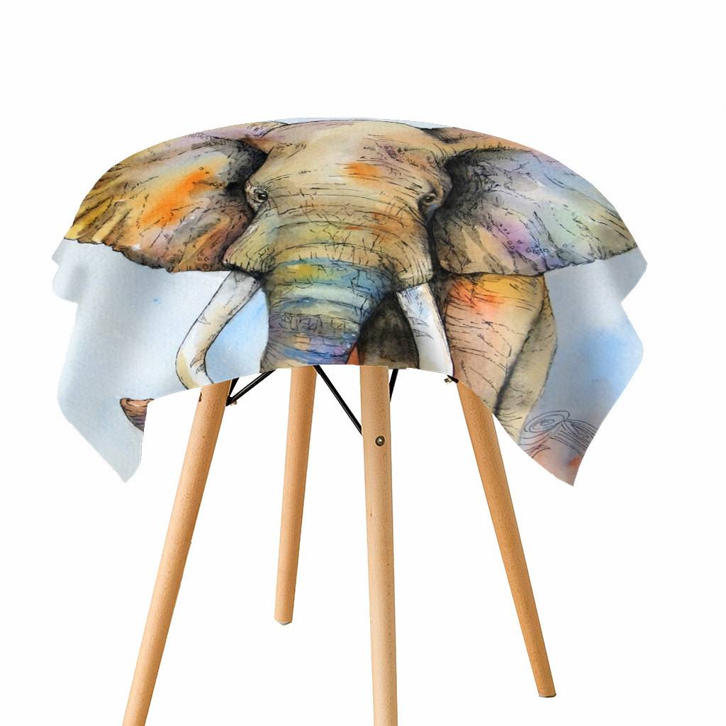 Cross -border anti -polyester meal large flowers thick table customized water desk cloth cloth phenomenon print plus round platform cloth