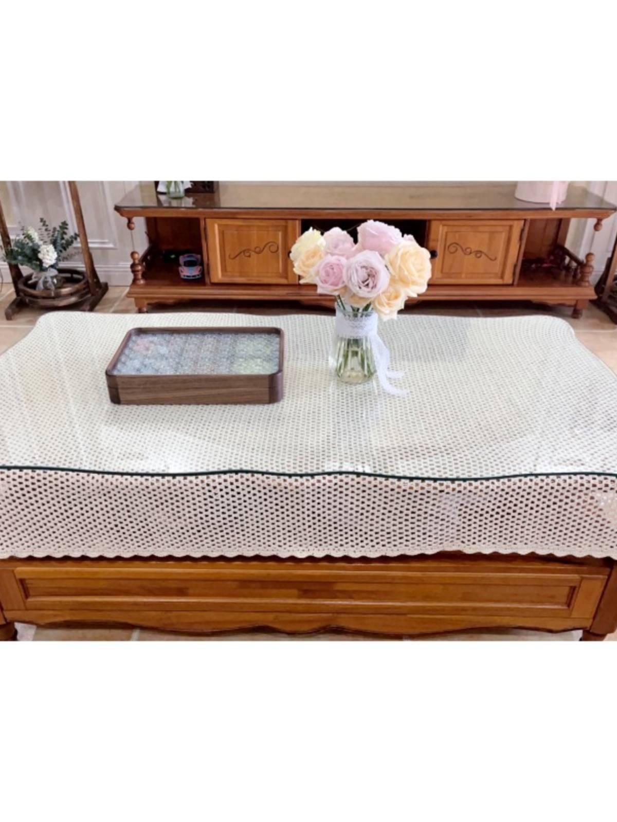 Handmade hook needle American rural coffee table children's clothing background