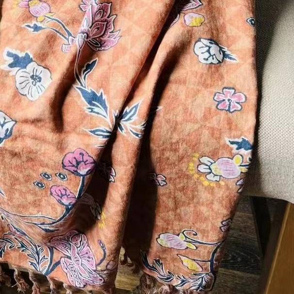 Linen Blanket thin linen cotton printed blanket tablecloth soft nap casual carpet sofa bed tissue