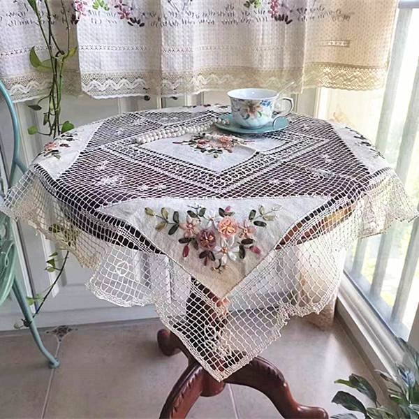 American -style cotton and linen hand -made network buckle tablecloth