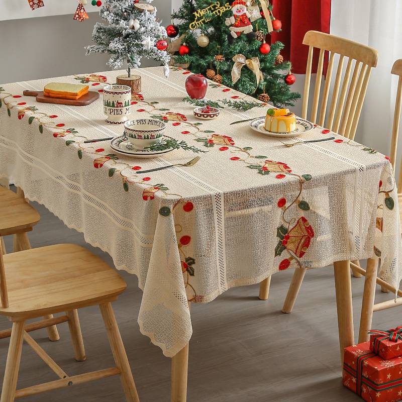 American Christmas table cloth bell embroidered flower lace European -style decorative coffee table table cloth table cloth