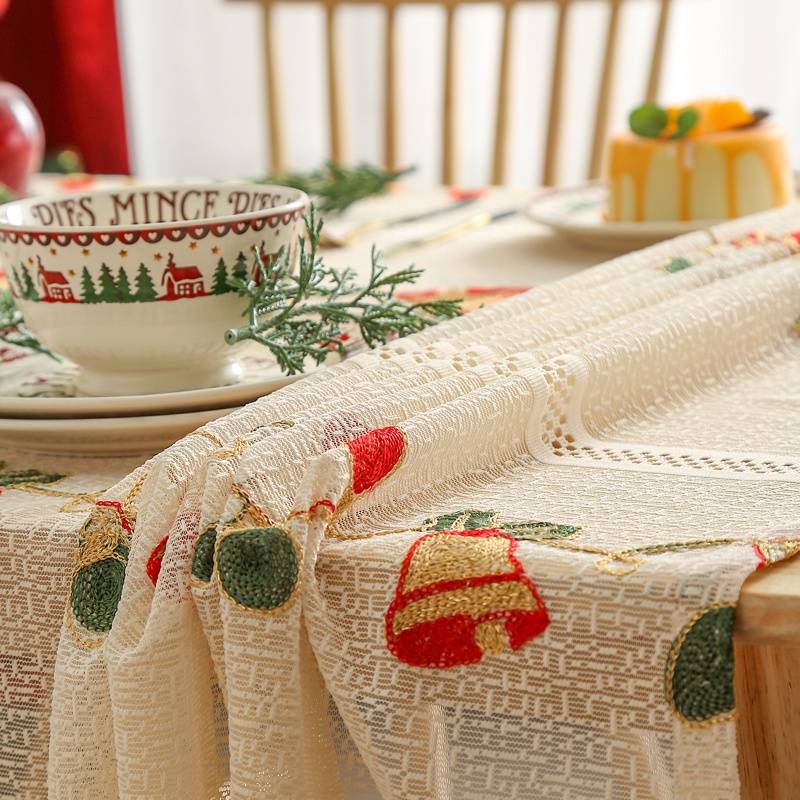 American Christmas table cloth bell embroidered flower lace European -style decorative coffee table table cloth table cloth