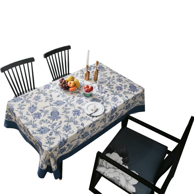 New Chinese blue and white porcelain tablecloths after the new rain