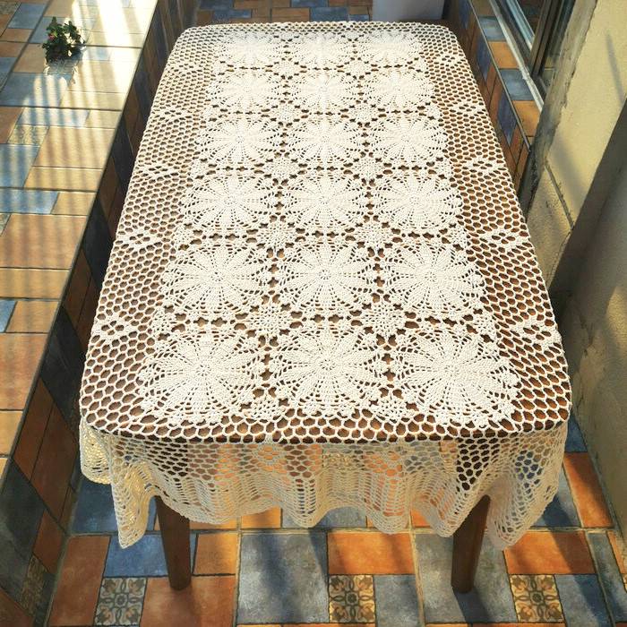 Handmade hook hook Flower American rural cotton woven lace hollow coffee table cloth dining table cloth