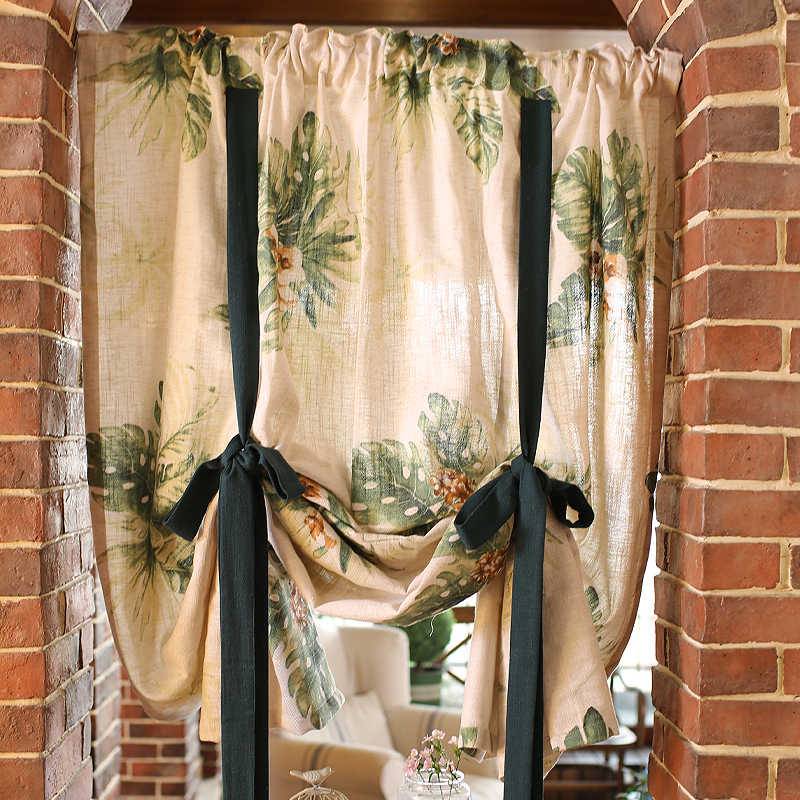 American tropical plant Nordic style Titian curtain curtain curtain curtain background Foreign curtains with curtains Rome