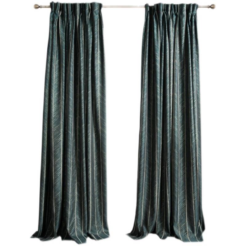 The curtain outside the curtain, the golden filament, the retro fish bone pattern, Europe and the United States exported Curtain villa living room curtain