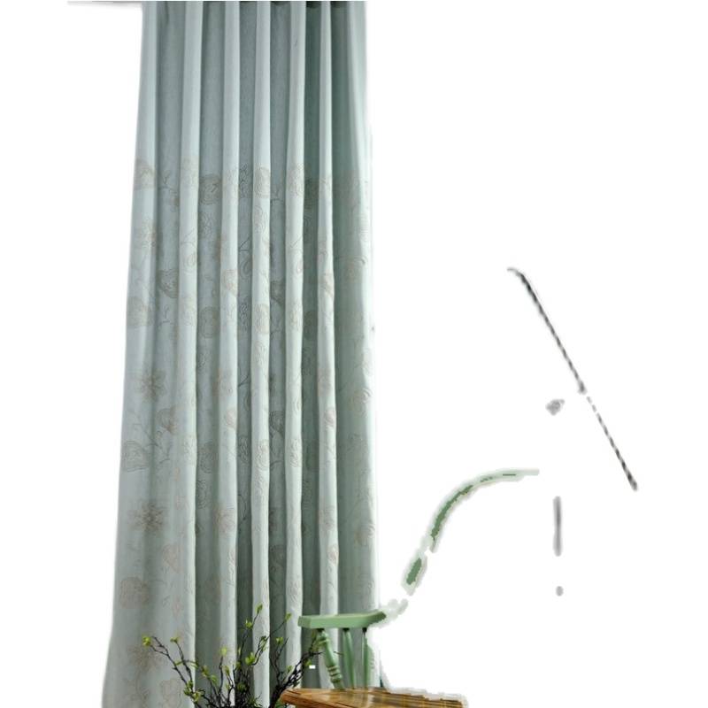 New three -dimensional classical embroidered rice white stick rose blue living room study bedroom bedroom curtain cloth