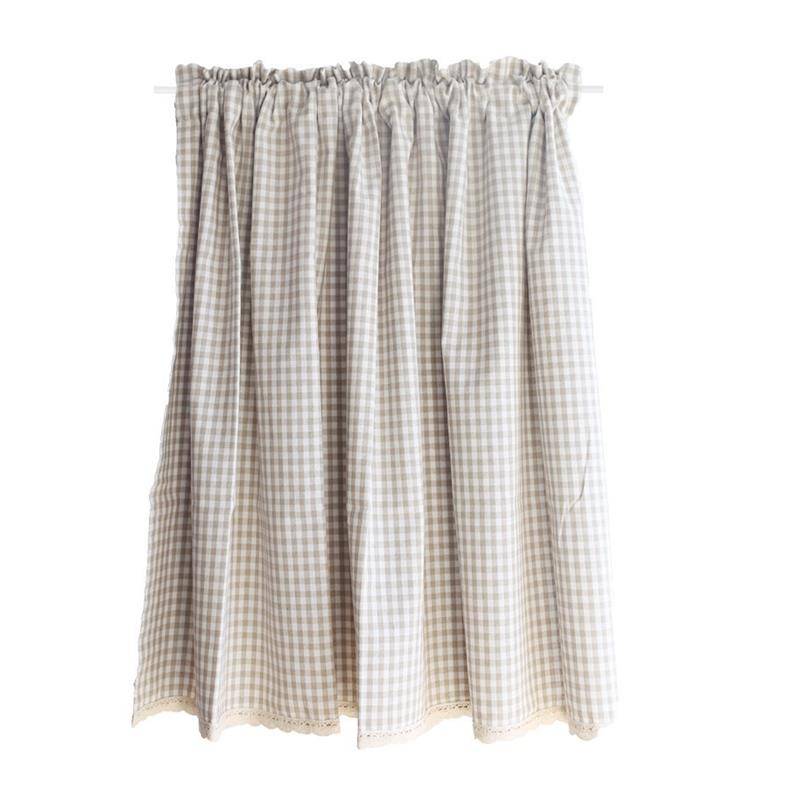 Nordic and American -style landmine small checkered light coffee cabinets Small curtain half curtain coffee curtain half -cut curtain