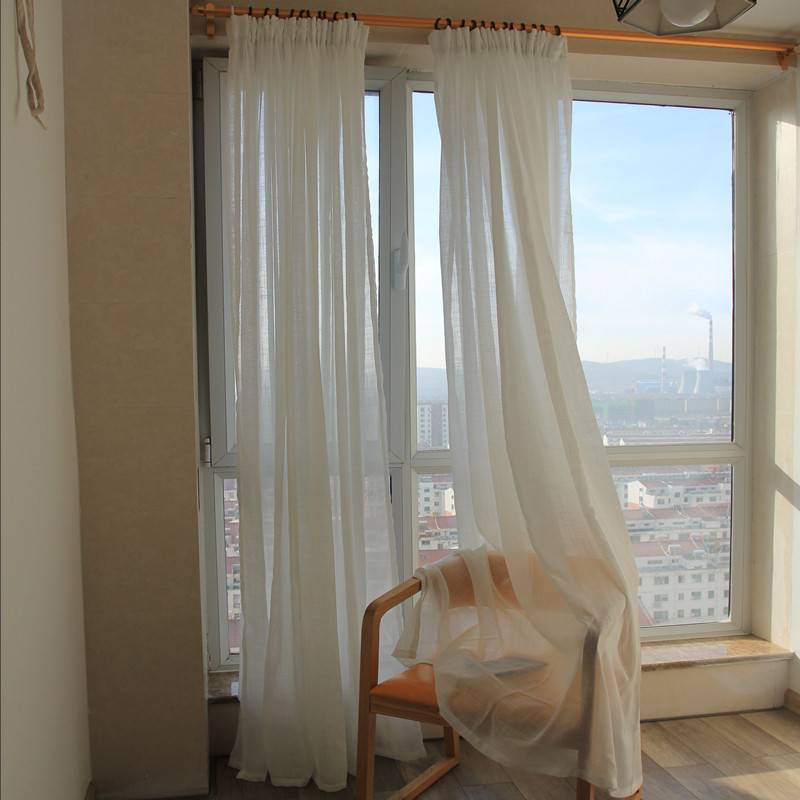 Curtain window screen cross yarn white screen curtain window screen finished white sand floating window balcony semi -shading