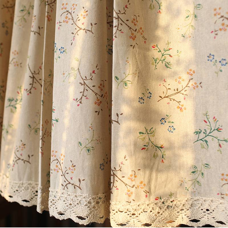 Cotton and hemp Mediterranean blocked decorative curtain tails clearance