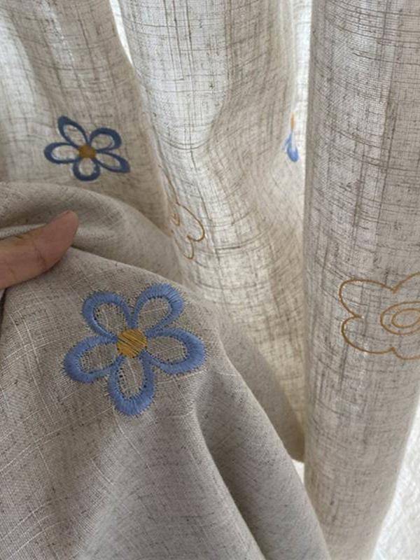 Curtain finished product embroidery simple hook model embroidered aneal cloth living room bedroom floor -to -ceiling window shading can be customized