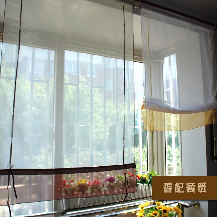 Original simple color finished product piercing gas ball balcony curtain