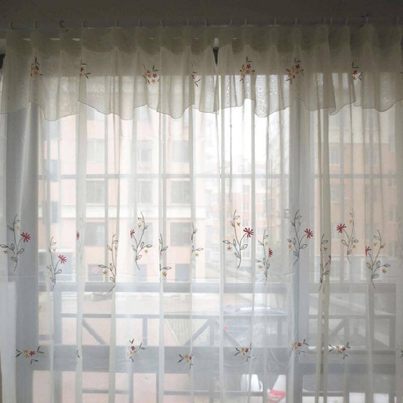 Original exit finished product curtain curtain, embroidered American pastoral balcony bay window living room window screen treatment