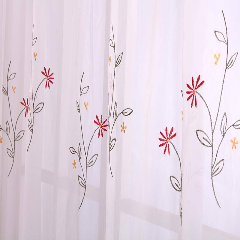 Original exit finished product curtain curtain, embroidered American pastoral balcony bay window living room window screen treatment