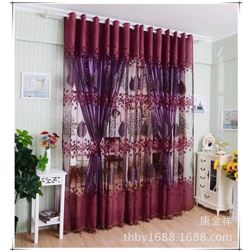 Luxury rotten flower printing gauze purple curtain bedroom living room eBay window screen