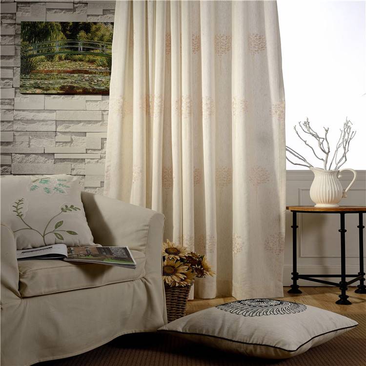Factory Korean pastoral living room bedroom Linghua Mirror Children's Room Modern Customized Seed Cotton Embroidered Flower Curtain