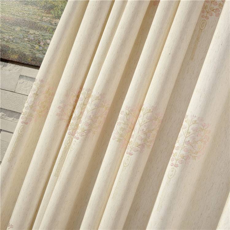 Factory Korean pastoral living room bedroom Linghua Mirror Children's Room Modern Customized Seed Cotton Embroidered Flower Curtain