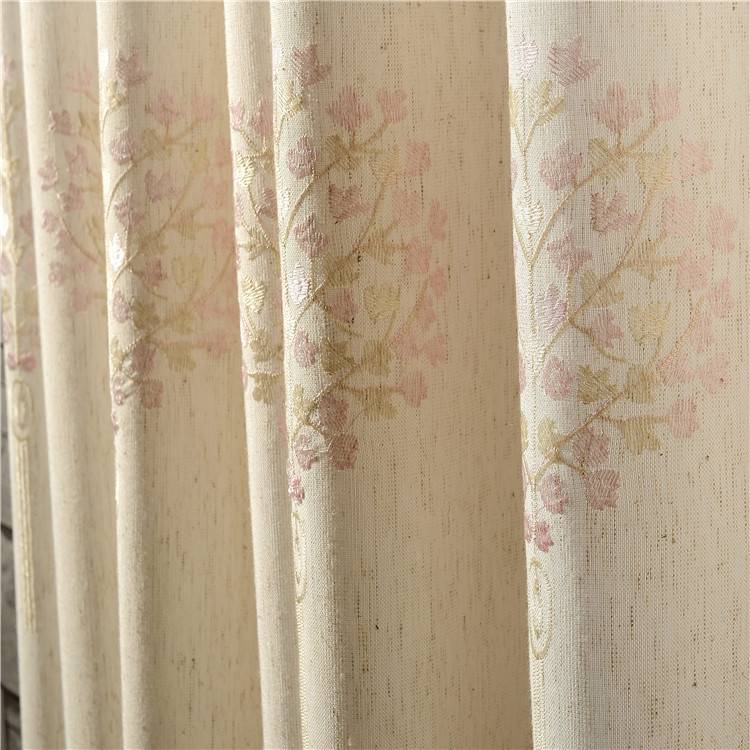 Factory Korean pastoral living room bedroom Linghua Mirror Children's Room Modern Customized Seed Cotton Embroidered Flower Curtain
