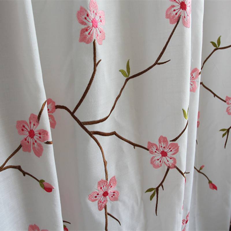 Curtain products Special offer small curtain bay window bedroom embroidery new rural rental housing embroidered white hook i.