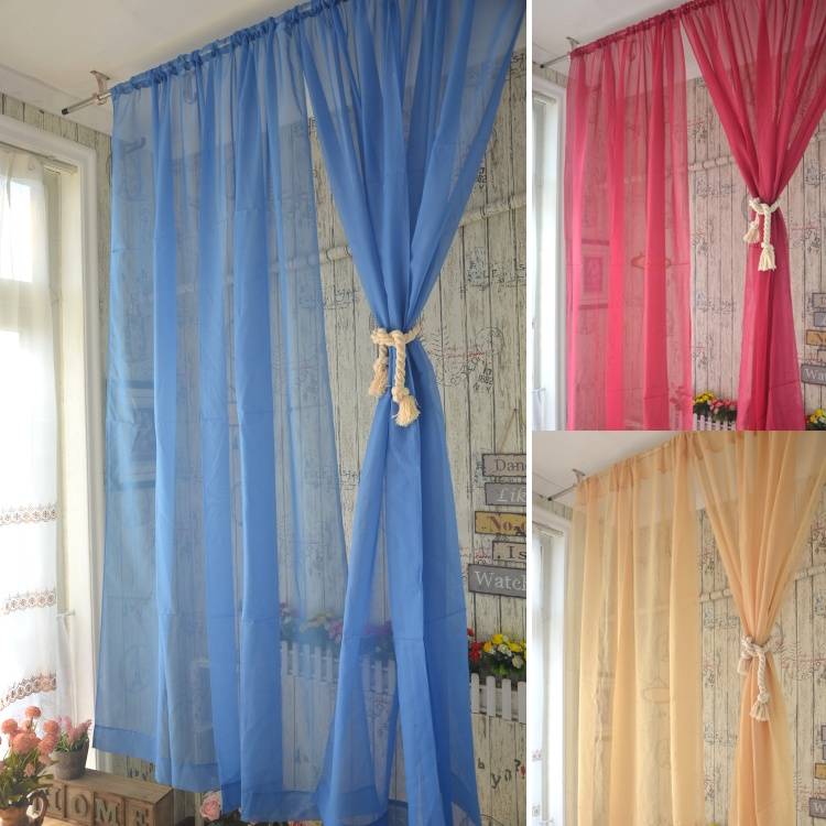 Wine red blue solid color finished finished balcony balcony bay window curtain window screen partition door curtain treatment