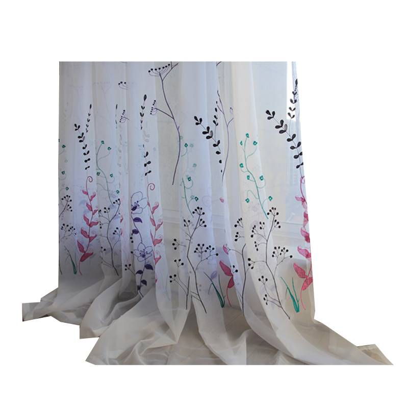 Curtain finished embroidered curtain embroidered European -style window screen living room bedroom bay window curtain solid color can be customized