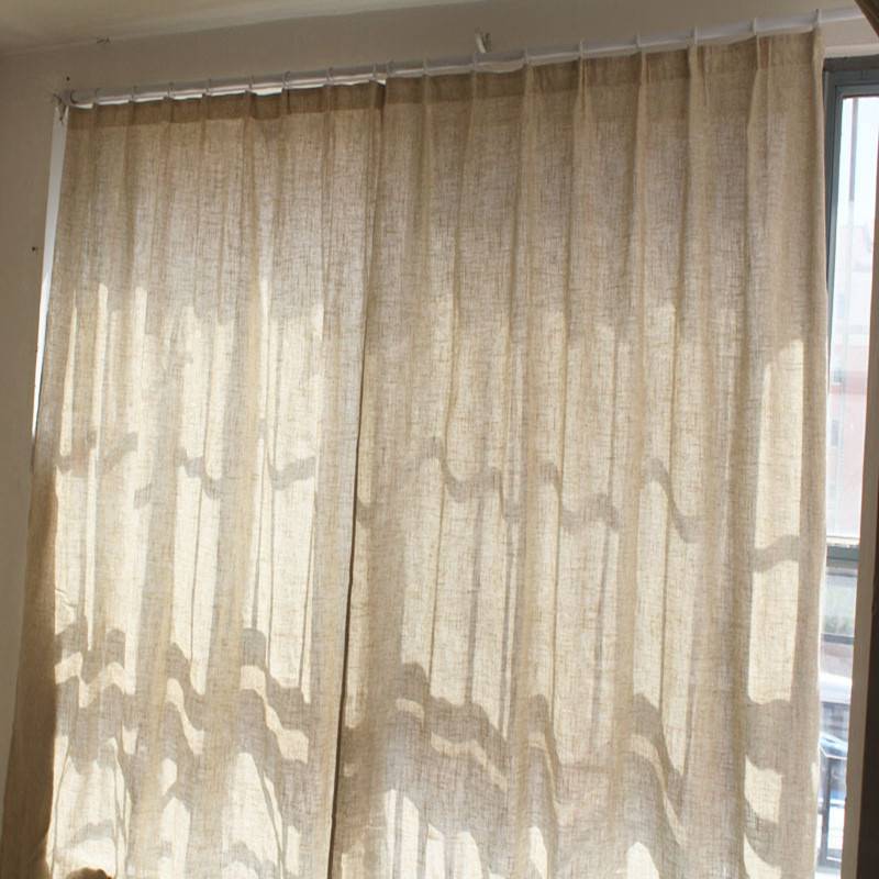 Low -priced exit original single finished curtain half -shading curtain balcony bedroom Bay window baying linen linen color cloth solid color simplicity