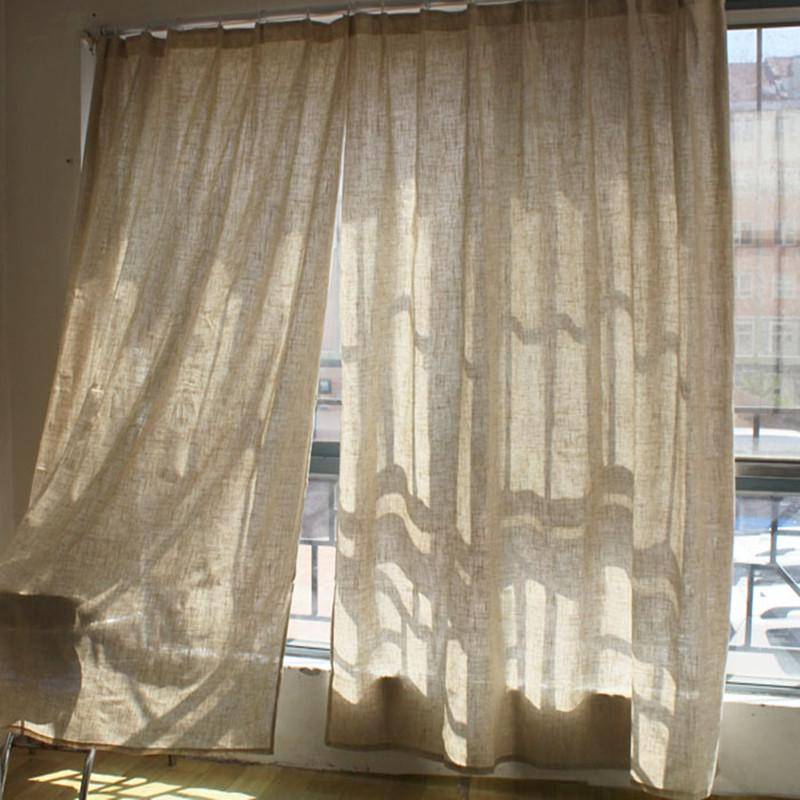 Low -priced exit original single finished curtain half -shading curtain balcony bedroom Bay window baying linen linen color cloth solid color simplicity