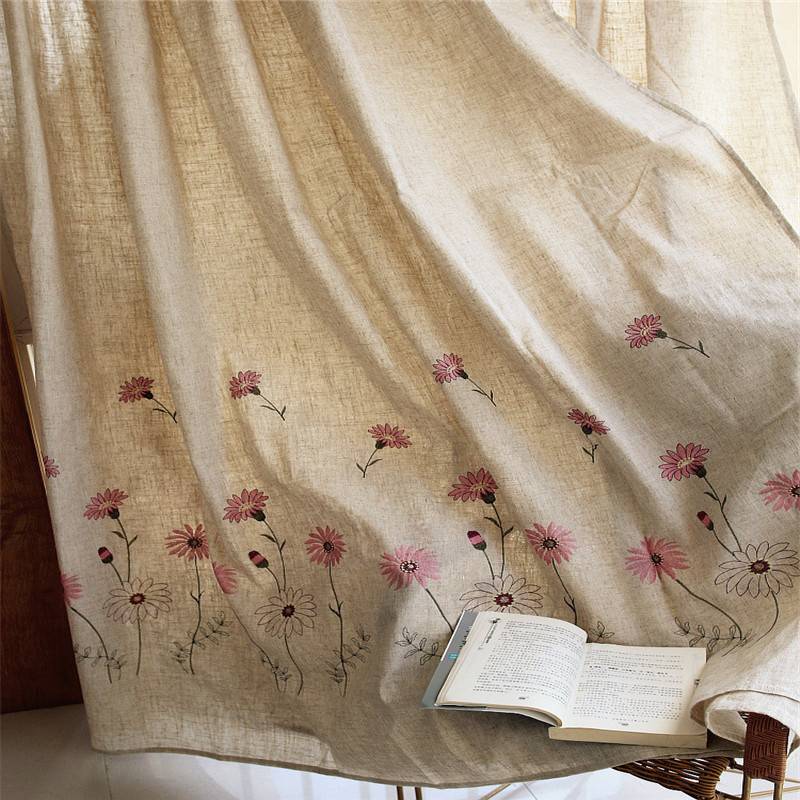 Nordic embroidery living room study balcony curtain