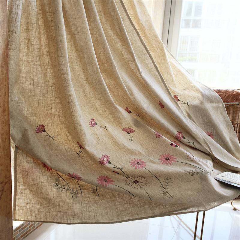Nordic embroidery living room study balcony curtain