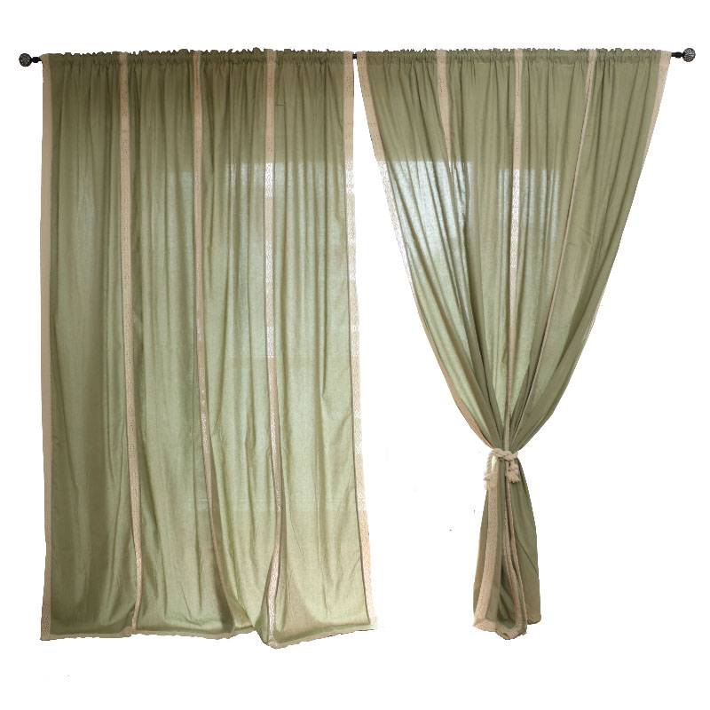 Cotton and linen splicing American rural garden green curtain living room bedroom bedroom balcony half -shading can be customized retro