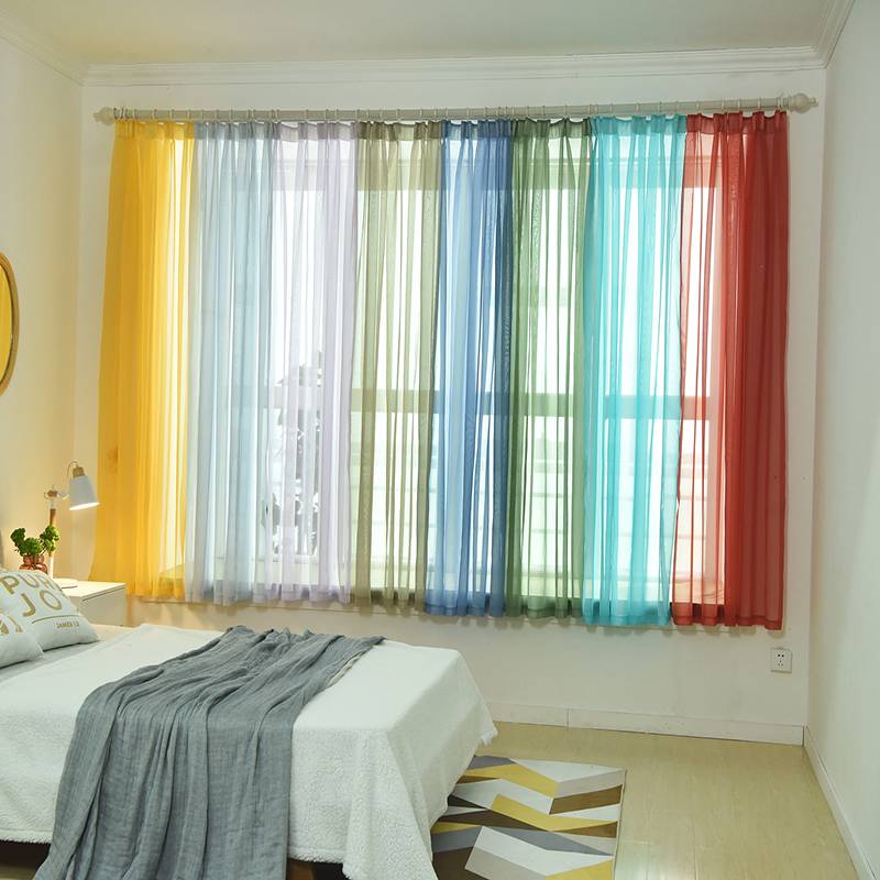 Clear warehouse processing finished finished screen curtain linked curtain bedroom bay window balcony kitchen solid color window screen special price