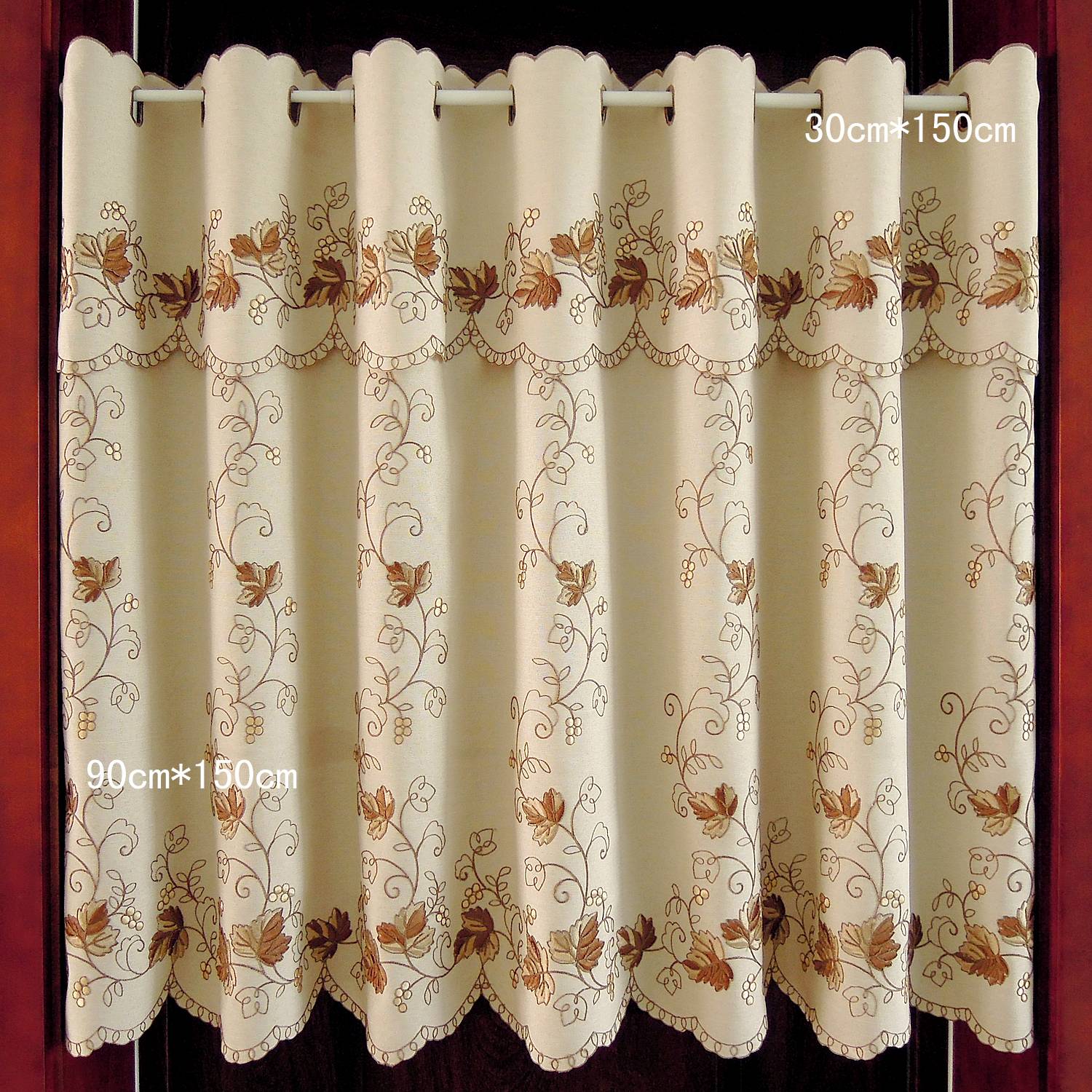 High -grade pipe curtain window curtain half curtain embroidery Korean fabric floating curtain finished kitchen cabinet curtain coffee curtain