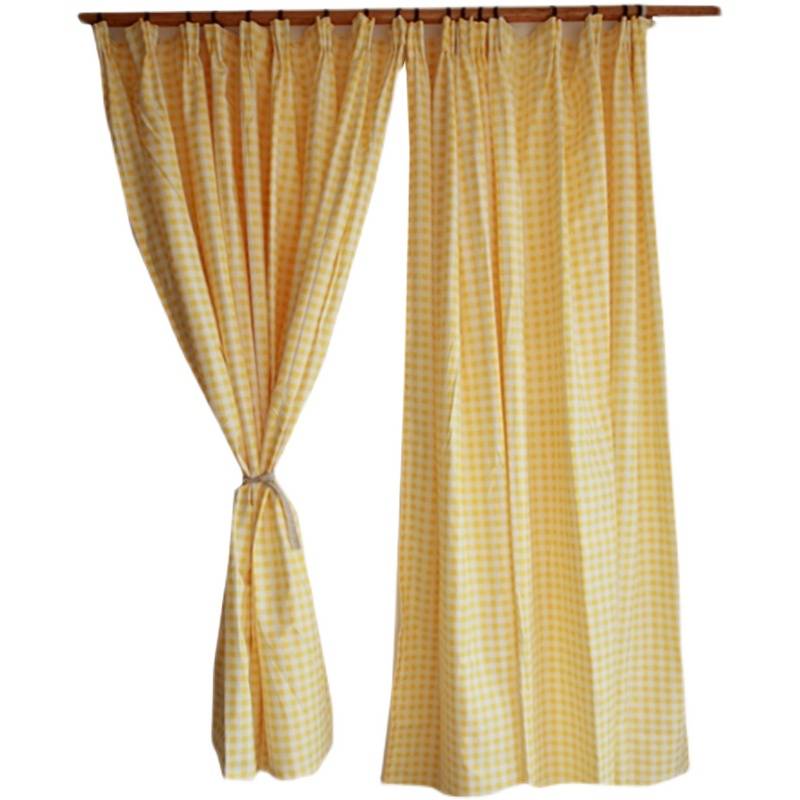 Treatment of customized rural partitions Little fresh grid curtain linkage finished products special short curtain bedroom bay window