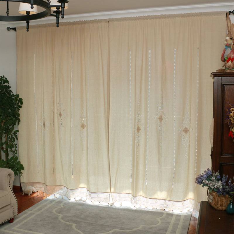 American French Mediterranean Vocal Cotton Cotton Elplatter Poor Pymi -bedroom balcony bay window half -shading curtains into Q.
