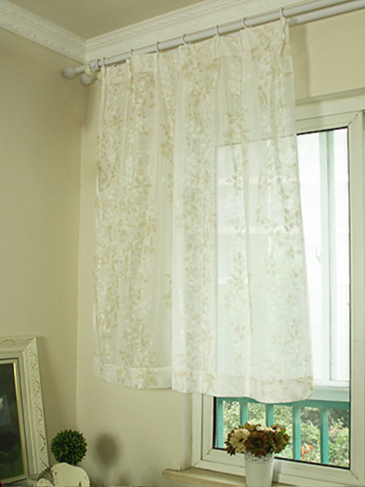Korean curtain exit printed short curtain pastoral can be adjusted