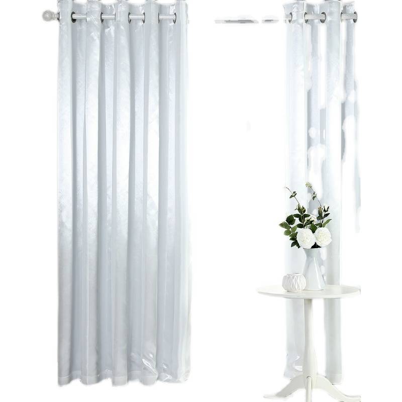 The original packaging of the bedroom silver polyester satin flower cloth block the double -layer steel ring curtain 135x137cm