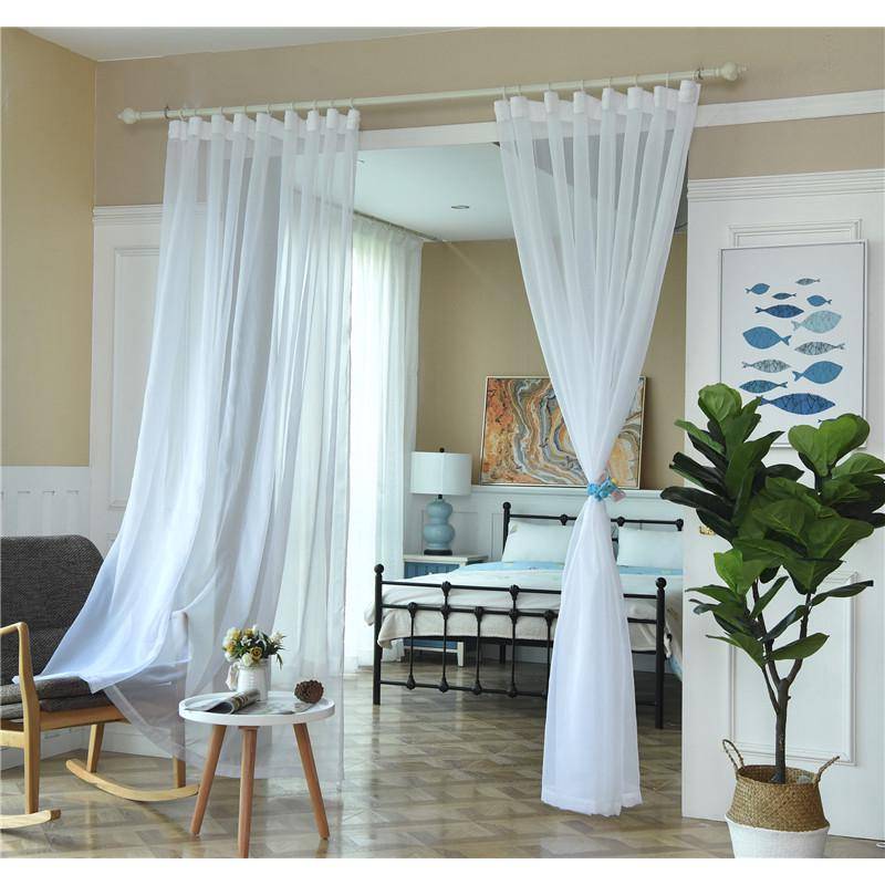 Export solid color curtain window screen hook screen curtain punching the semi -shaped light platform living room bay window finished product can be customized