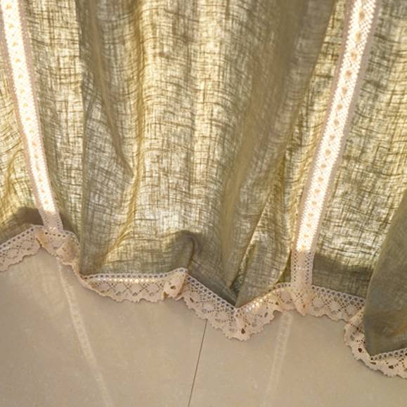 American rural rural rural wind pure cotton -gray green curtains