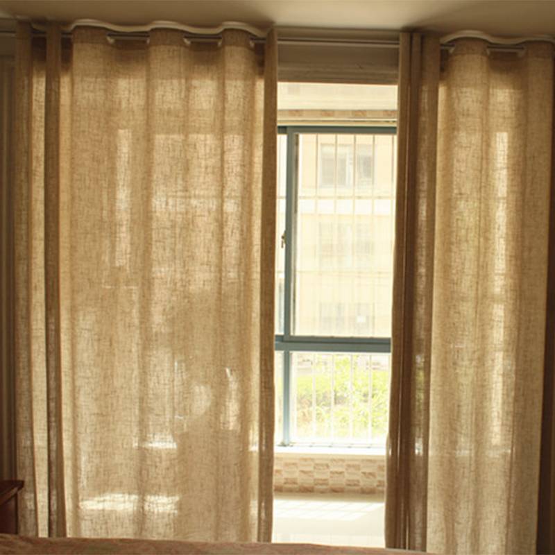 Treatment of export finished curtain curtain half -shading curtain balcony bedroom Baying window baying linen lines of solid color simple special offer
