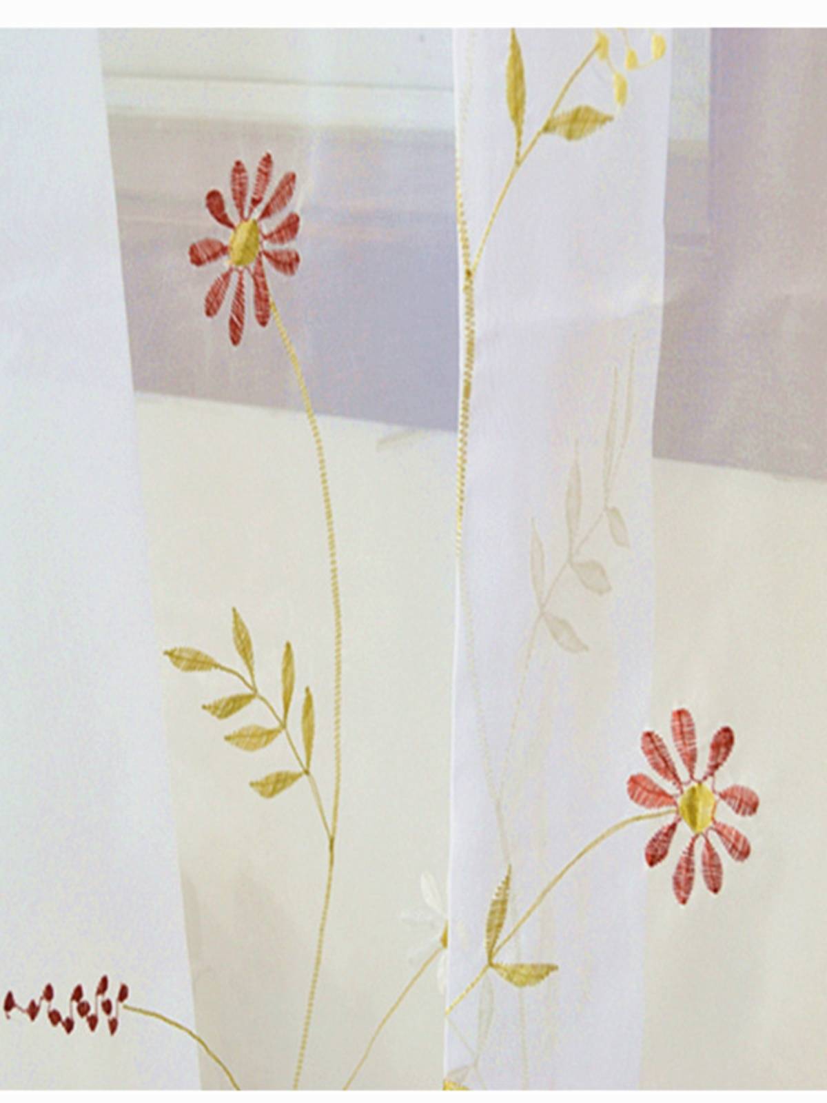 Embroidery living room Balcony Bay window finished white short curtain
