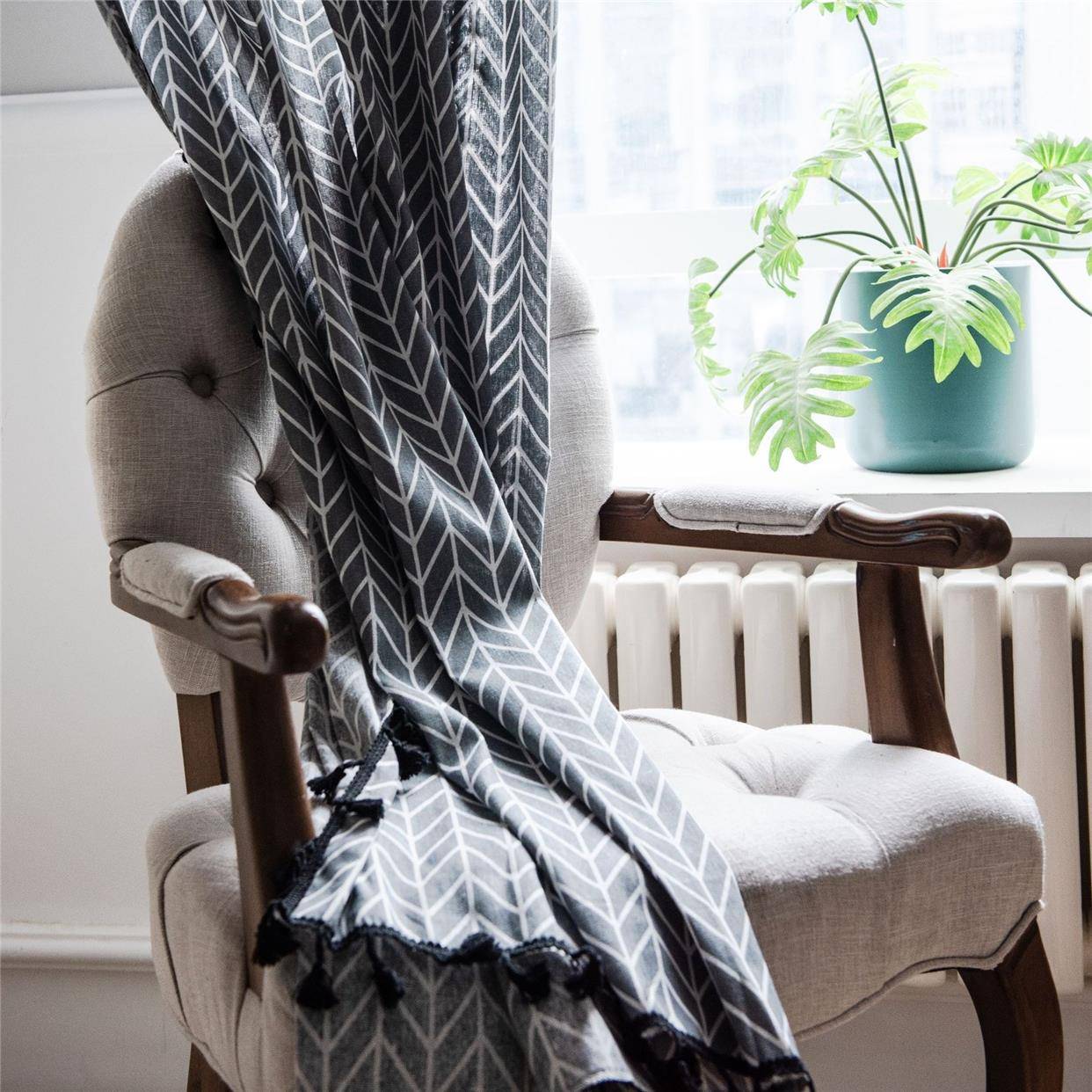 Flavors imitation hemp, wearing rod curtain printing curtain Modern living room bedroom Factory Factory Factory