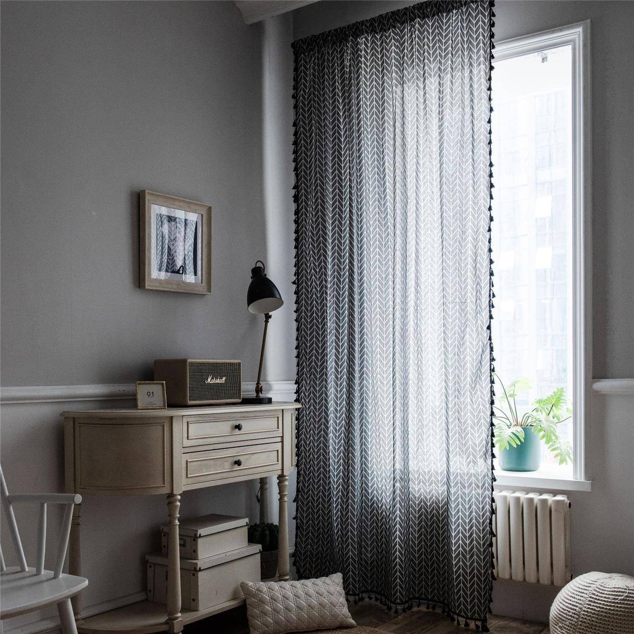 Flavors imitation hemp, wearing rod curtain printing curtain Modern living room bedroom Factory Factory Factory