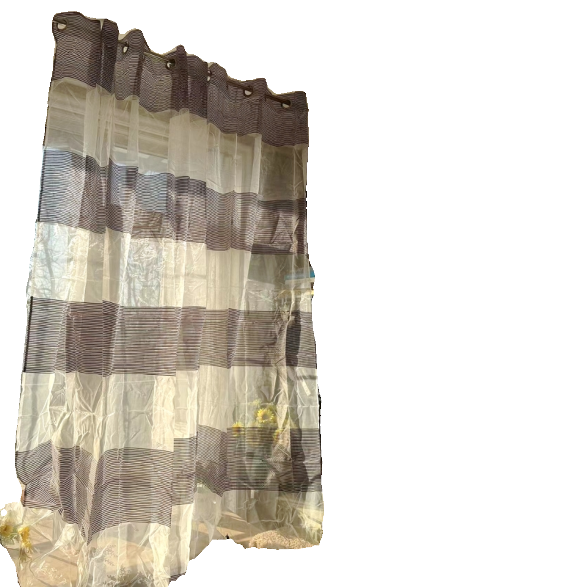 Striped punching curtain window screen