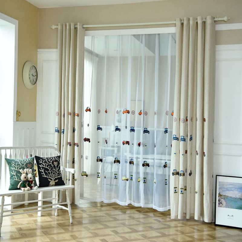 Simple and modern embroidered curtain shading thermal insulation living room curtain bedroom balcony floor curtain high -end atmosphere