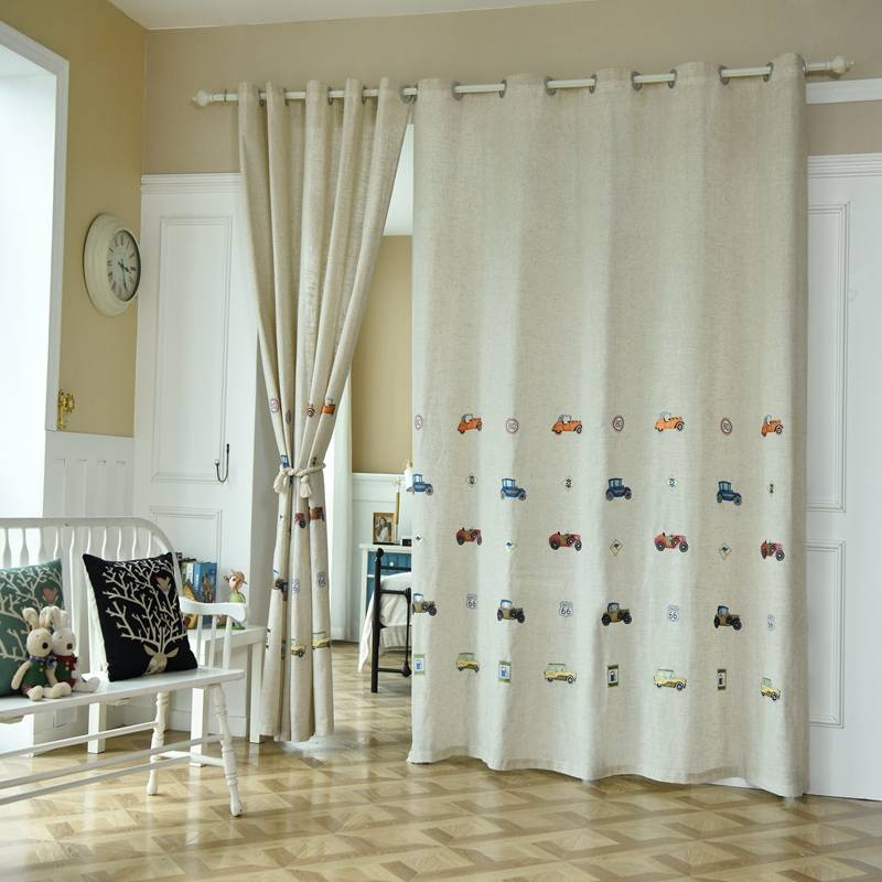 Simple and modern embroidered curtain shading thermal insulation living room curtain bedroom balcony floor curtain high -end atmosphere